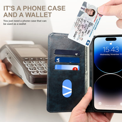 For iPhone 14 Pro Baroque Simple Flip Leather Phone Case(Blue) - iPhone 14 Pro Cases by buy2fix | Online Shopping UK | buy2fix