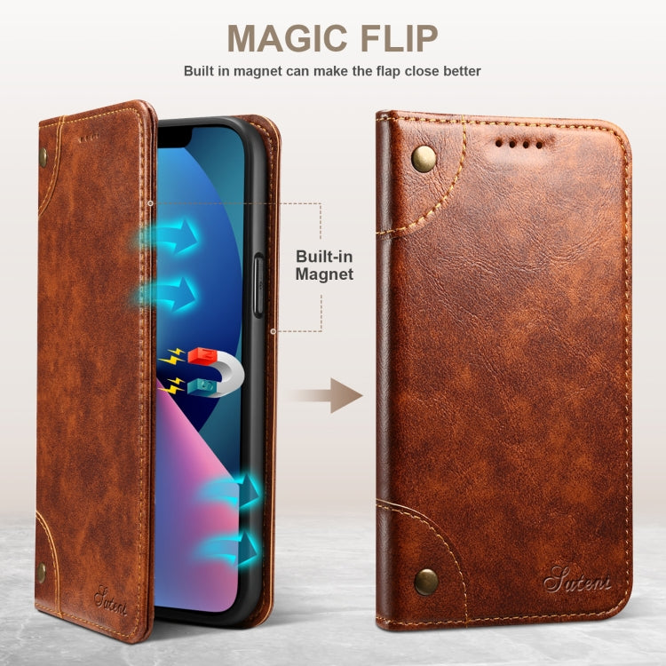 For iPhone 14 Pro Max Baroque Simple Flip Leather Phone Case (Light Brown) - iPhone 14 Pro Max Cases by buy2fix | Online Shopping UK | buy2fix