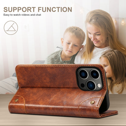 For iPhone 14 Pro Max Baroque Simple Flip Leather Phone Case (Light Brown) - iPhone 14 Pro Max Cases by buy2fix | Online Shopping UK | buy2fix