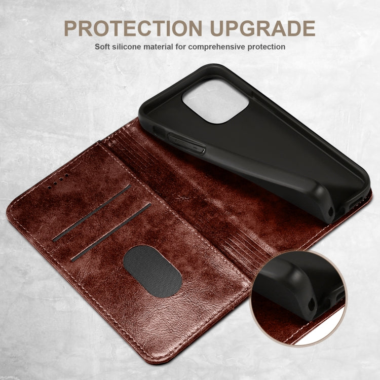 For iPhone 14 Pro Max Baroque Simple Flip Leather Phone Case (Dark Brown) - iPhone 14 Pro Max Cases by buy2fix | Online Shopping UK | buy2fix
