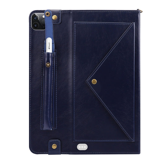 For iPad Pro 11 2021 / 2020 Envelope Horizontal Flip PU Leather Tablet Case with Card Slots & Pen Slots & Holder & Wallet & Photo Frame & Shoulder Strap(Blue) - iPad Pro 11 (2020) Cases by buy2fix | Online Shopping UK | buy2fix