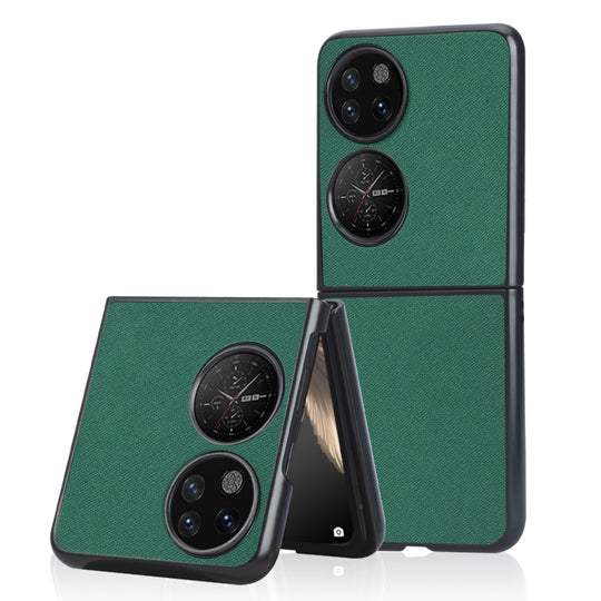 For Huawei P50 Pocket Cross Texture Phone Case(Green)