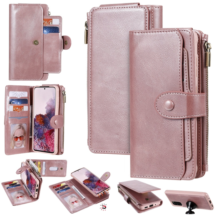 For Galaxy S20 Multifunctional Retro Detachable Magnetic Horizontal Flip Leather Case with Card Slots & Holder & Wallet & Photo Frame(Pink) - Galaxy Phone Cases by buy2fix | Online Shopping UK | buy2fix