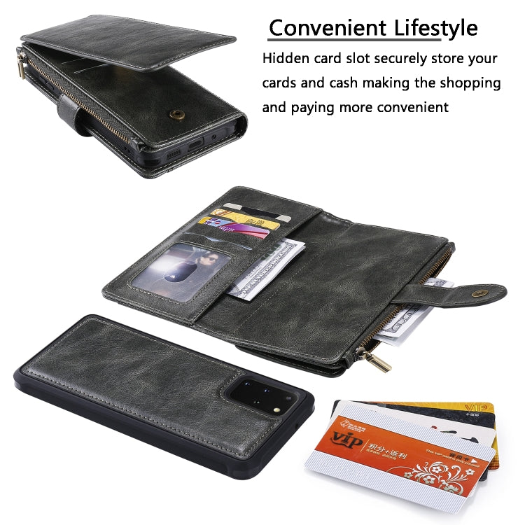 For Galaxy S20 Plus Multifunctional Retro Detachable Magnetic Horizontal Flip Leather Case with Card Slots & Holder & Wallet & Photo Frame(Dark Grey) - Galaxy Phone Cases by buy2fix | Online Shopping UK | buy2fix