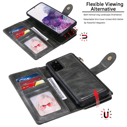For Galaxy S20 Plus Multifunctional Retro Detachable Magnetic Horizontal Flip Leather Case with Card Slots & Holder & Wallet & Photo Frame(Dark Grey) - Galaxy Phone Cases by buy2fix | Online Shopping UK | buy2fix