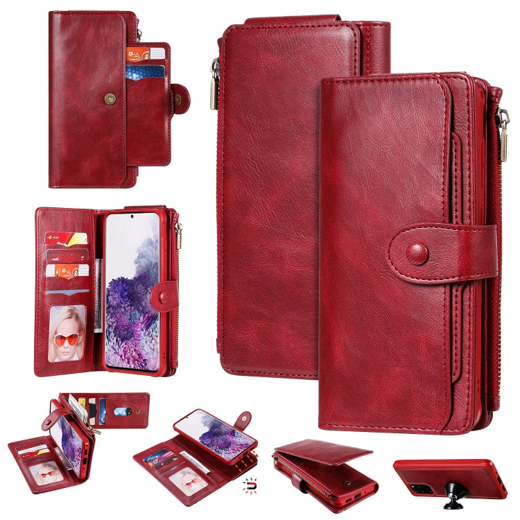 For Galaxy S20 Plus Multifunctional Retro Detachable Magnetic Horizontal Flip Leather Case with Card Slots & Holder & Wallet & Photo Frame(Red) - Galaxy Phone Cases by buy2fix | Online Shopping UK | buy2fix