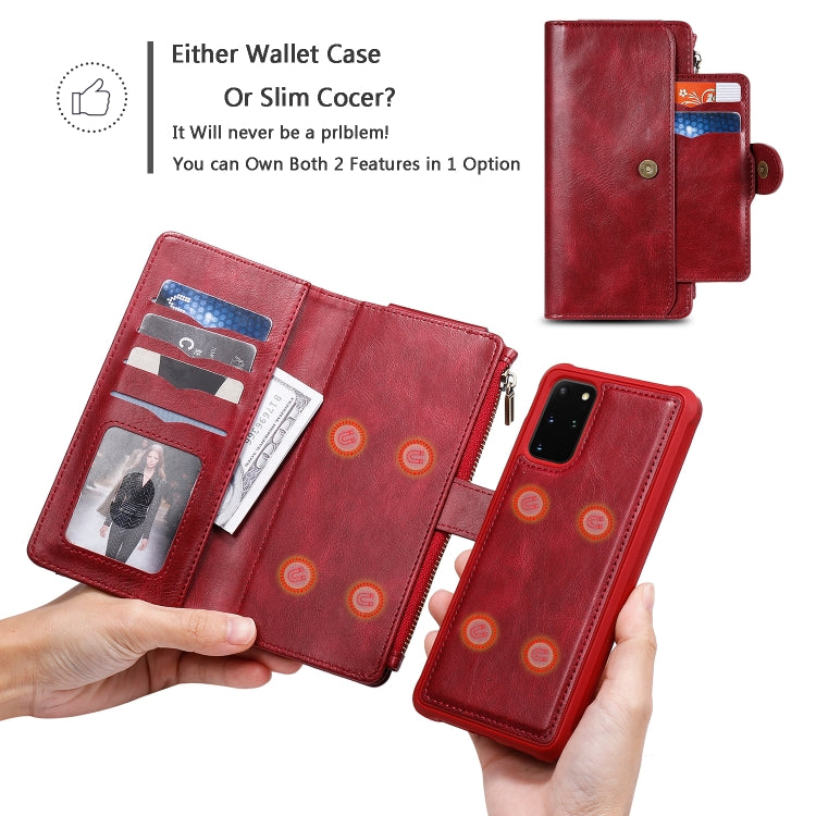 For Galaxy S20 Plus Multifunctional Retro Detachable Magnetic Horizontal Flip Leather Case with Card Slots & Holder & Wallet & Photo Frame(Red) - Galaxy Phone Cases by buy2fix | Online Shopping UK | buy2fix