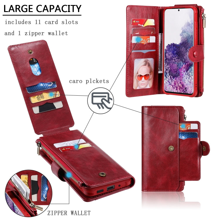 For Galaxy S20 Plus Multifunctional Retro Detachable Magnetic Horizontal Flip Leather Case with Card Slots & Holder & Wallet & Photo Frame(Red) - Galaxy Phone Cases by buy2fix | Online Shopping UK | buy2fix