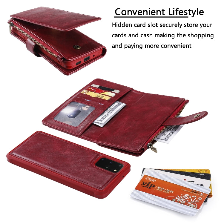 For Galaxy S20 Plus Multifunctional Retro Detachable Magnetic Horizontal Flip Leather Case with Card Slots & Holder & Wallet & Photo Frame(Red) - Galaxy Phone Cases by buy2fix | Online Shopping UK | buy2fix