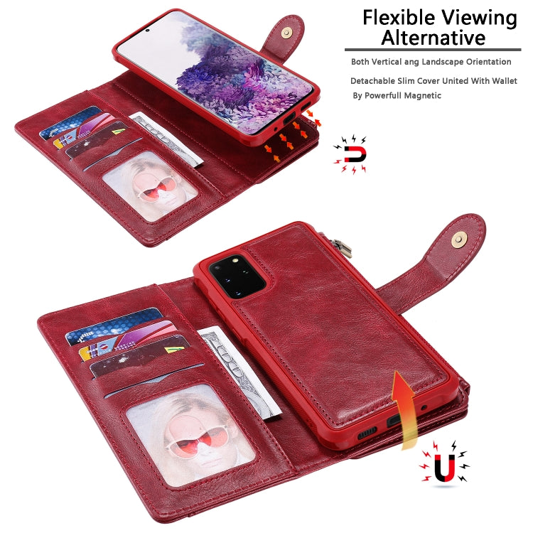 For Galaxy S20 Plus Multifunctional Retro Detachable Magnetic Horizontal Flip Leather Case with Card Slots & Holder & Wallet & Photo Frame(Red) - Galaxy Phone Cases by buy2fix | Online Shopping UK | buy2fix