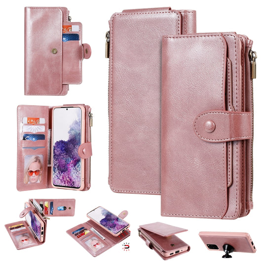 For Galaxy S20 Plus Multifunctional Retro Detachable Magnetic Horizontal Flip Leather Case with Card Slots & Holder & Wallet & Photo Frame(Pink) - Galaxy Phone Cases by buy2fix | Online Shopping UK | buy2fix