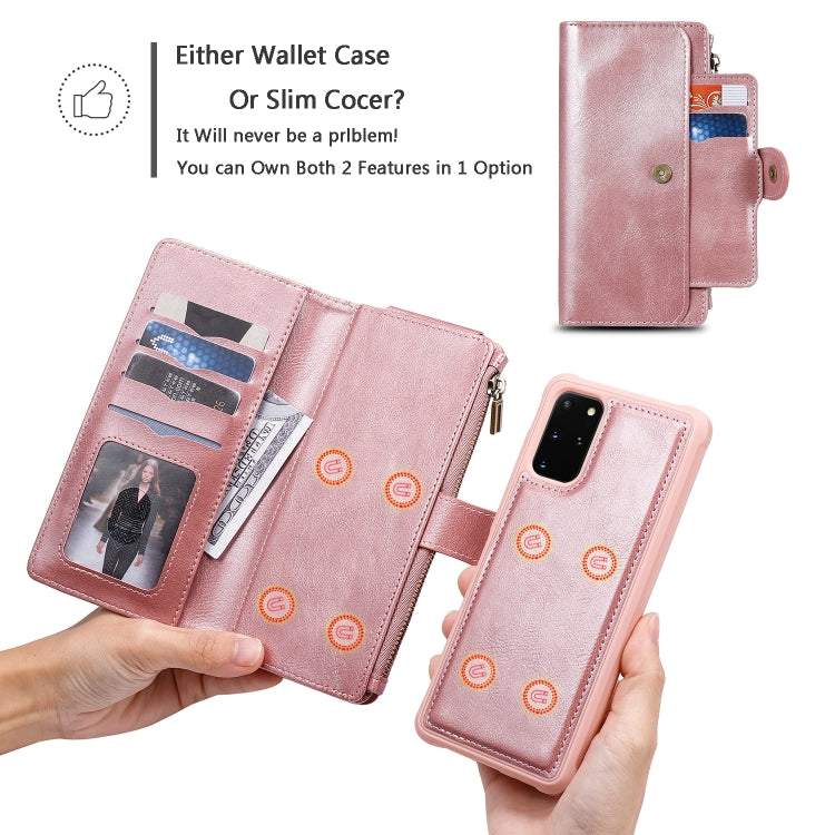 For Galaxy S20 Plus Multifunctional Retro Detachable Magnetic Horizontal Flip Leather Case with Card Slots & Holder & Wallet & Photo Frame(Pink) - Galaxy Phone Cases by buy2fix | Online Shopping UK | buy2fix