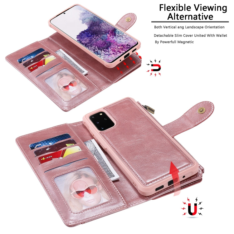 For Galaxy S20 Plus Multifunctional Retro Detachable Magnetic Horizontal Flip Leather Case with Card Slots & Holder & Wallet & Photo Frame(Pink) - Galaxy Phone Cases by buy2fix | Online Shopping UK | buy2fix