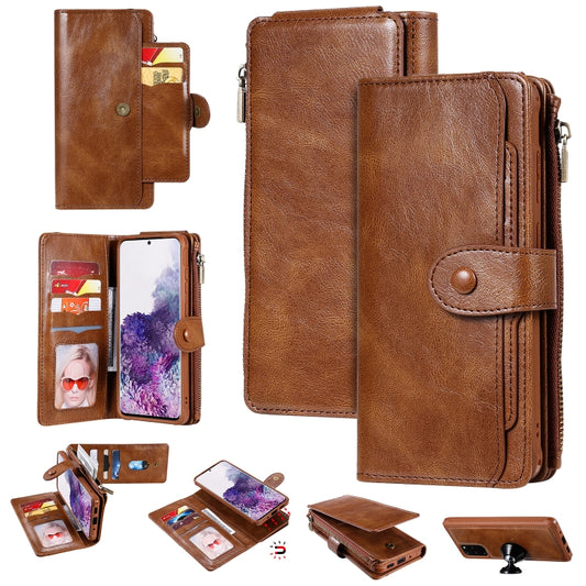 For Galaxy S20 Plus Multifunctional Retro Detachable Magnetic Horizontal Flip Leather Case with Card Slots & Holder & Wallet & Photo Frame(Brown) - Galaxy Phone Cases by buy2fix | Online Shopping UK | buy2fix