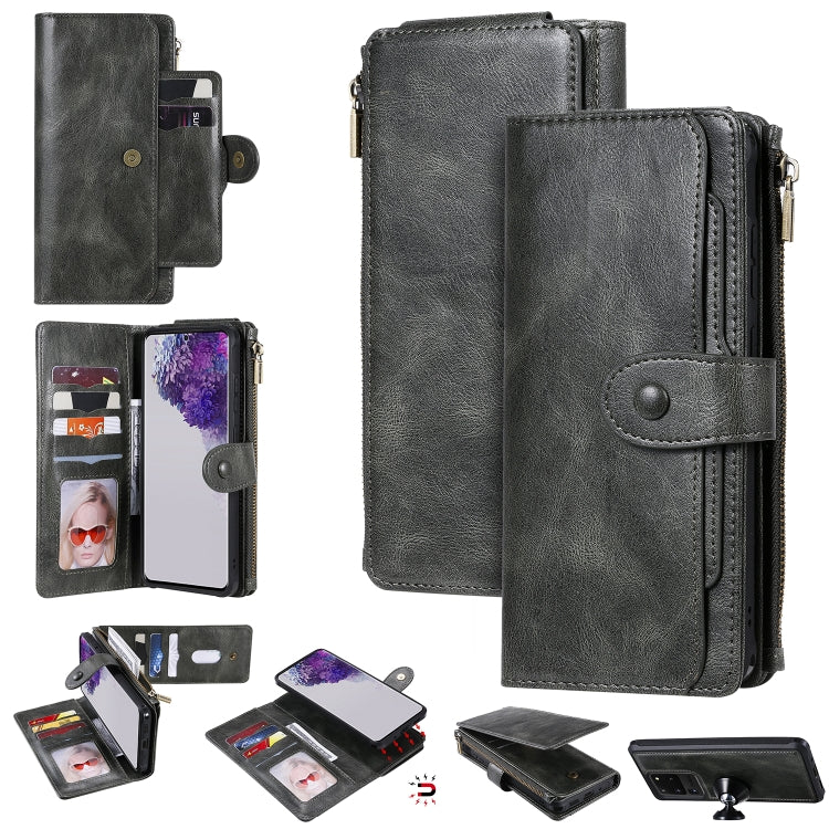For Galaxy S20 Ultra Multifunctional Retro Detachable Magnetic Horizontal Flip Leather Case with Card Slots & Holder & Wallet & Photo Frame(Dark Grey) - Galaxy Phone Cases by buy2fix | Online Shopping UK | buy2fix