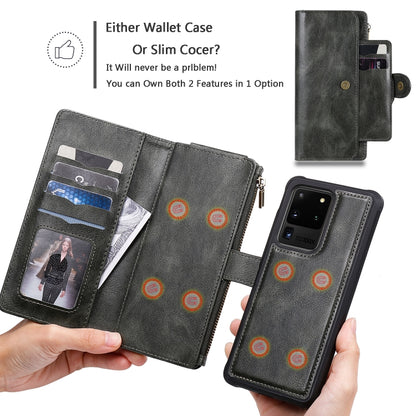 For Galaxy S20 Ultra Multifunctional Retro Detachable Magnetic Horizontal Flip Leather Case with Card Slots & Holder & Wallet & Photo Frame(Dark Grey) - Galaxy Phone Cases by buy2fix | Online Shopping UK | buy2fix