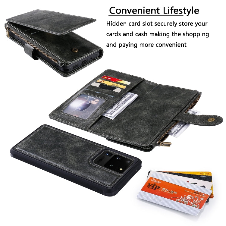 For Galaxy S20 Ultra Multifunctional Retro Detachable Magnetic Horizontal Flip Leather Case with Card Slots & Holder & Wallet & Photo Frame(Dark Grey) - Galaxy Phone Cases by buy2fix | Online Shopping UK | buy2fix
