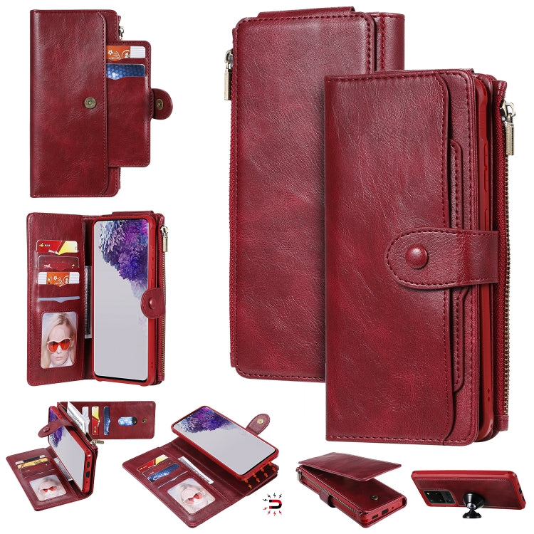 For Galaxy S20 Ultra Multifunctional Retro Detachable Magnetic Horizontal Flip Leather Case with Card Slots & Holder & Wallet & Photo Frame(Red) - Galaxy Phone Cases by buy2fix | Online Shopping UK | buy2fix