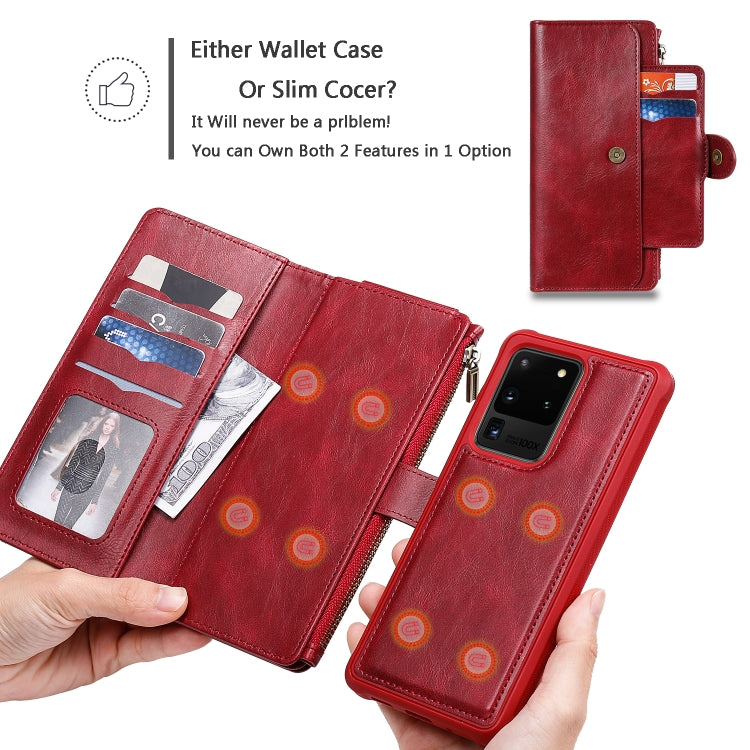 For Galaxy S20 Ultra Multifunctional Retro Detachable Magnetic Horizontal Flip Leather Case with Card Slots & Holder & Wallet & Photo Frame(Red) - Galaxy Phone Cases by buy2fix | Online Shopping UK | buy2fix