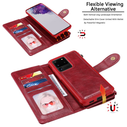 For Galaxy S20 Ultra Multifunctional Retro Detachable Magnetic Horizontal Flip Leather Case with Card Slots & Holder & Wallet & Photo Frame(Red) - Galaxy Phone Cases by buy2fix | Online Shopping UK | buy2fix