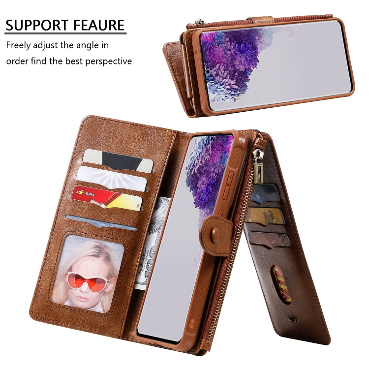 For Galaxy S20 Ultra Multifunctional Retro Detachable Magnetic Horizontal Flip Leather Case with Card Slots & Holder & Wallet & Photo Frame(Brown) - Galaxy Phone Cases by buy2fix | Online Shopping UK | buy2fix