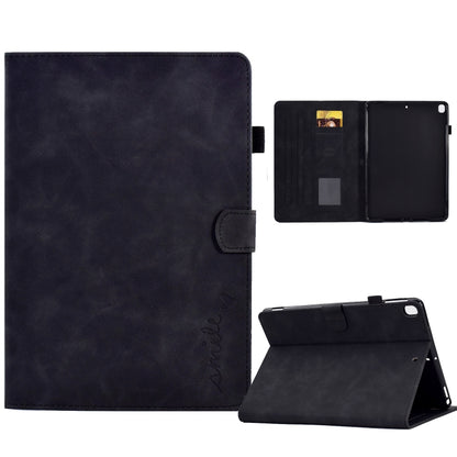 For iPad 10.2 / Air 10.5 2019 Embossed Smile Flip Tablet Leather Smart Case(Black) - iPad Air (2019) Cases by buy2fix | Online Shopping UK | buy2fix