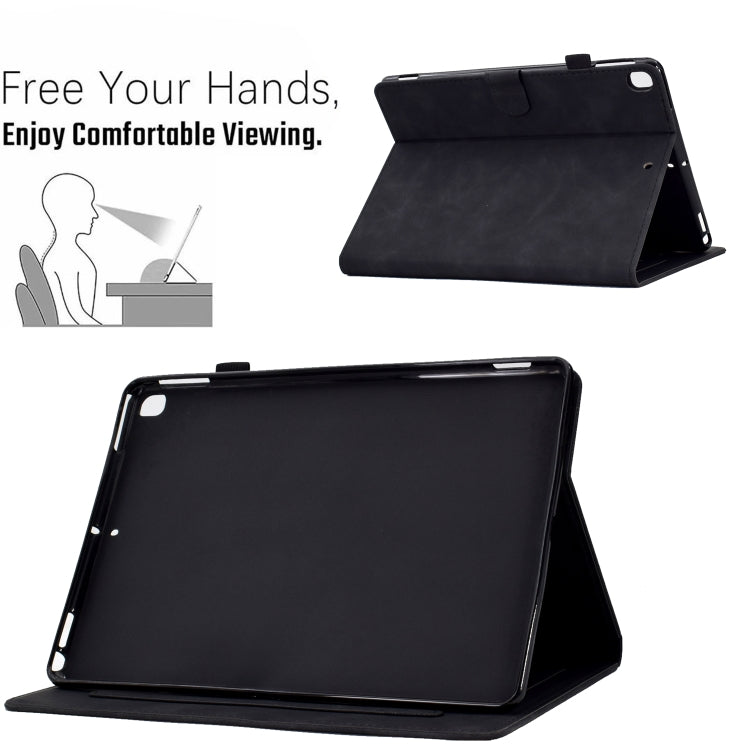 For iPad 10.2 / Air 10.5 2019 Embossed Smile Flip Tablet Leather Smart Case(Black) - iPad Air (2019) Cases by buy2fix | Online Shopping UK | buy2fix