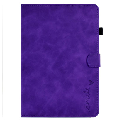 For iPad 10.2 / Air 10.5 2019 Embossed Smile Flip Tablet Leather Smart Case(Purple) - iPad Air (2019) Cases by buy2fix | Online Shopping UK | buy2fix