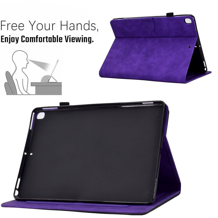 For iPad 10.2 / Air 10.5 2019 Embossed Smile Flip Tablet Leather Smart Case(Purple) - iPad Air (2019) Cases by buy2fix | Online Shopping UK | buy2fix
