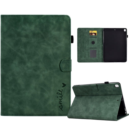 For iPad 10.2 / Air 10.5 2019 Embossed Smile Flip Tablet Leather Smart Case(Green) - iPad Air (2019) Cases by buy2fix | Online Shopping UK | buy2fix