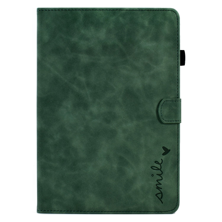 For iPad 10.2 / Air 10.5 2019 Embossed Smile Flip Tablet Leather Smart Case(Green) - iPad Air (2019) Cases by buy2fix | Online Shopping UK | buy2fix
