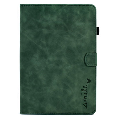 For iPad 10.2 / Air 10.5 2019 Embossed Smile Flip Tablet Leather Smart Case(Green) - iPad Air (2019) Cases by buy2fix | Online Shopping UK | buy2fix