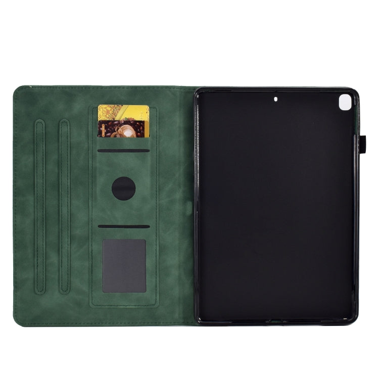 For iPad 10.2 / Air 10.5 2019 Embossed Smile Flip Tablet Leather Smart Case(Green) - iPad Air (2019) Cases by buy2fix | Online Shopping UK | buy2fix