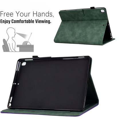 For iPad 10.2 / Air 10.5 2019 Embossed Smile Flip Tablet Leather Smart Case(Green) - iPad Air (2019) Cases by buy2fix | Online Shopping UK | buy2fix