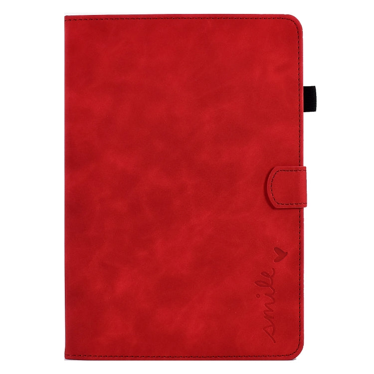 For iPad 10.2 / Air 10.5 2019 Embossed Smile Flip Tablet Leather Smart Case(Red) - iPad Air (2019) Cases by buy2fix | Online Shopping UK | buy2fix