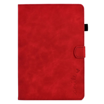 For iPad 10.2 / Air 10.5 2019 Embossed Smile Flip Tablet Leather Smart Case(Red) - iPad Air (2019) Cases by buy2fix | Online Shopping UK | buy2fix