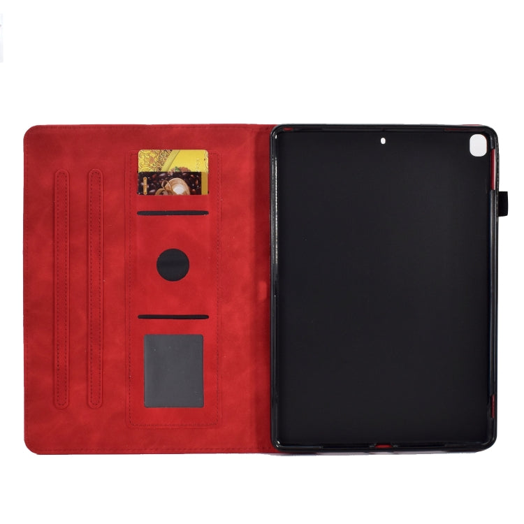 For iPad 10.2 / Air 10.5 2019 Embossed Smile Flip Tablet Leather Smart Case(Red) - iPad Air (2019) Cases by buy2fix | Online Shopping UK | buy2fix