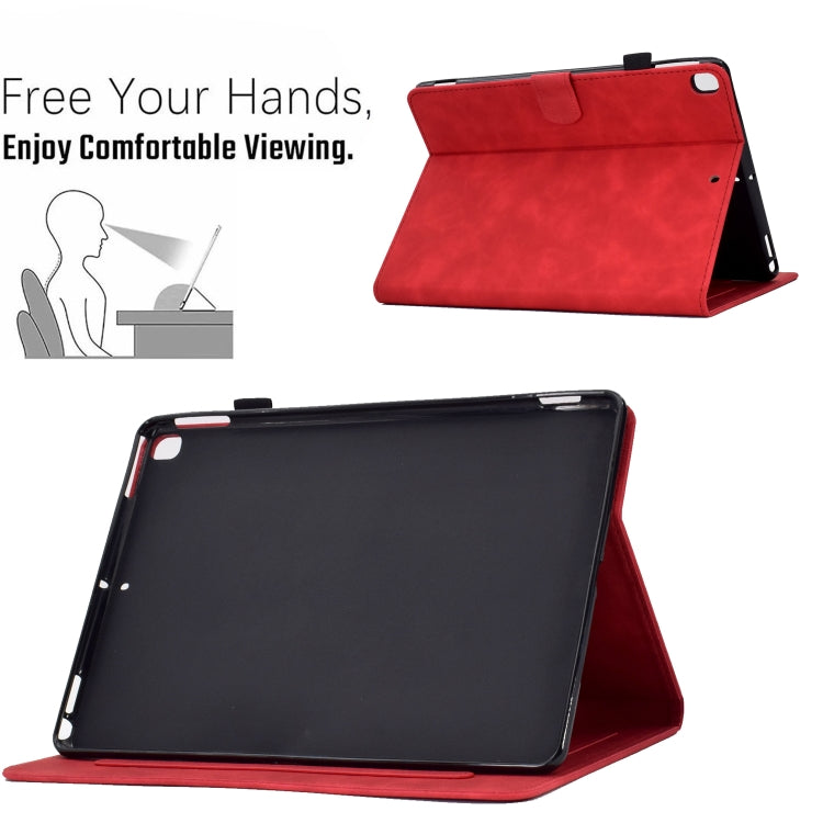 For iPad 10.2 / Air 10.5 2019 Embossed Smile Flip Tablet Leather Smart Case(Red) - iPad Air (2019) Cases by buy2fix | Online Shopping UK | buy2fix