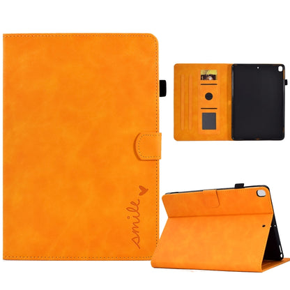 For iPad 10.2 / Air 10.5 2019 Embossed Smile Flip Tablet Leather Smart Case(Khaki) - iPad Air (2019) Cases by buy2fix | Online Shopping UK | buy2fix