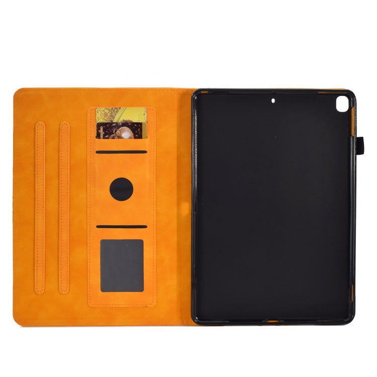 For iPad 10.2 / Air 10.5 2019 Embossed Smile Flip Tablet Leather Smart Case(Khaki) - iPad Air (2019) Cases by buy2fix | Online Shopping UK | buy2fix