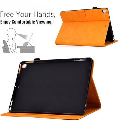 For iPad 10.2 / Air 10.5 2019 Embossed Smile Flip Tablet Leather Smart Case(Khaki) - iPad Air (2019) Cases by buy2fix | Online Shopping UK | buy2fix
