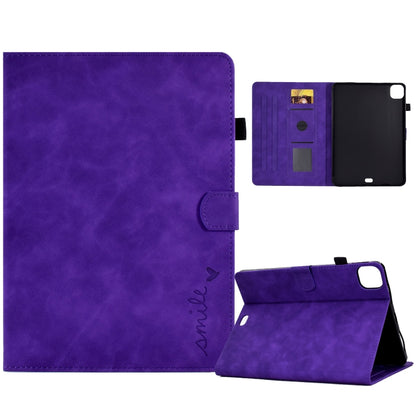 For iPad Air 2022 / 2020 10.9 Embossed Smile Flip Tablet Leather Smart Case(Purple) - iPad Air (2022) / (2020) 10.9 Cases by buy2fix | Online Shopping UK | buy2fix