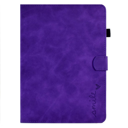 For iPad Air 2022 / 2020 10.9 Embossed Smile Flip Tablet Leather Smart Case(Purple) - iPad Air (2022) / (2020) 10.9 Cases by buy2fix | Online Shopping UK | buy2fix