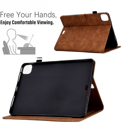 For iPad Air 2022 / 2020 10.9 Embossed Smile Flip Tablet Leather Smart Case(Brown) - iPad Air (2022) / (2020) 10.9 Cases by buy2fix | Online Shopping UK | buy2fix