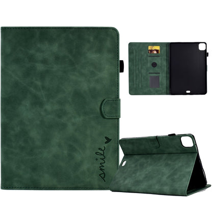 For iPad Air 2022 / 2020 10.9 Embossed Smile Flip Tablet Leather Smart Case(Green) - iPad Air (2022) / (2020) 10.9 Cases by buy2fix | Online Shopping UK | buy2fix