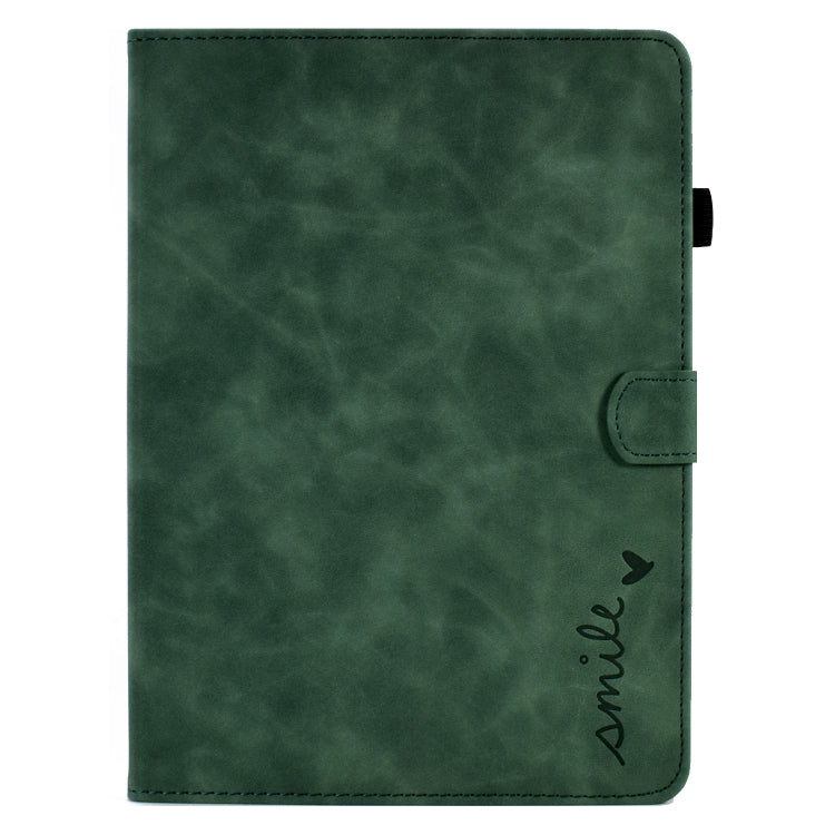 For iPad Air 2022 / 2020 10.9 Embossed Smile Flip Tablet Leather Smart Case(Green) - iPad Air (2022) / (2020) 10.9 Cases by buy2fix | Online Shopping UK | buy2fix