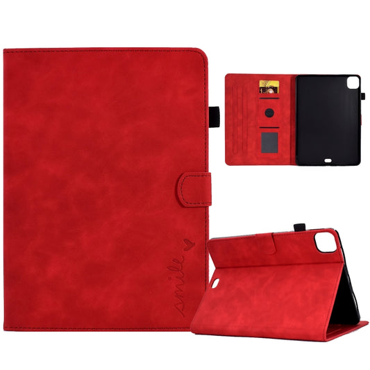 For iPad Air 2022 / 2020 10.9 Embossed Smile Flip Tablet Leather Smart Case(Red) - iPad Air (2022) / (2020) 10.9 Cases by buy2fix | Online Shopping UK | buy2fix