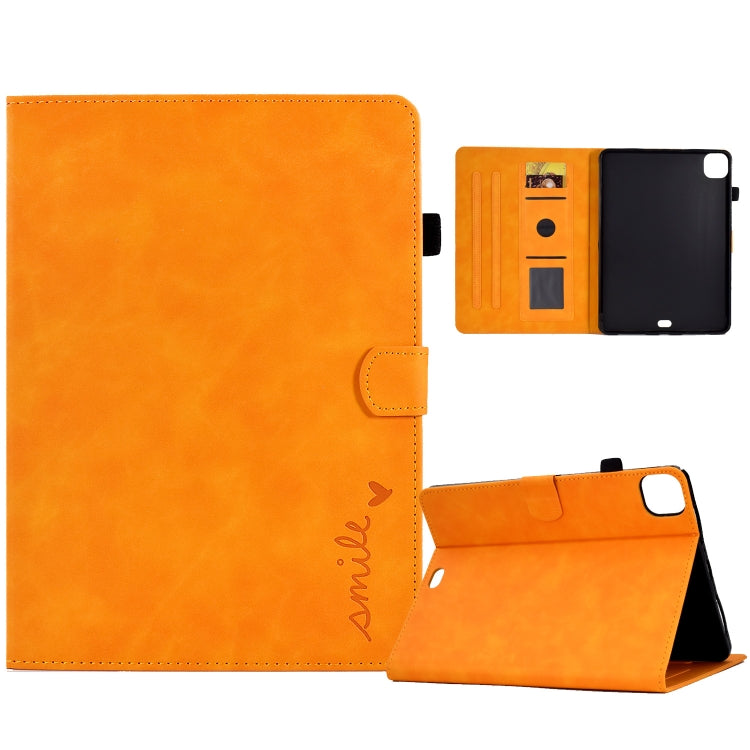 For iPad Air 2022 / 2020 10.9 Embossed Smile Flip Tablet Leather Smart Case(Khaki) - iPad Air (2022) / (2020) 10.9 Cases by buy2fix | Online Shopping UK | buy2fix