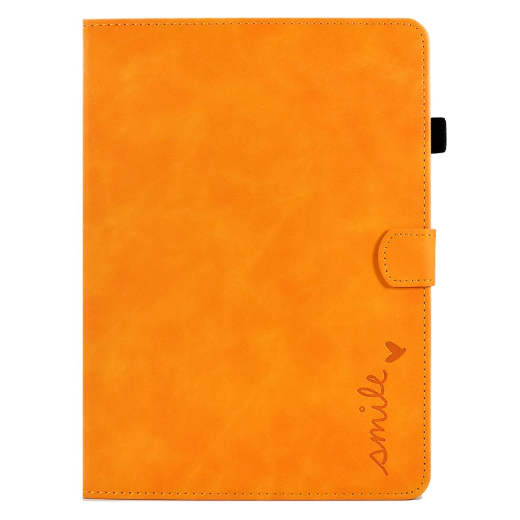 For iPad Air 2022 / 2020 10.9 Embossed Smile Flip Tablet Leather Smart Case(Khaki) - iPad Air (2022) / (2020) 10.9 Cases by buy2fix | Online Shopping UK | buy2fix