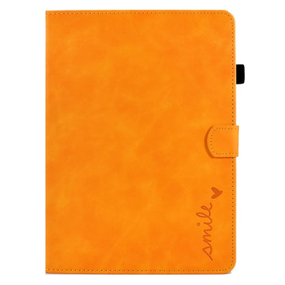 For iPad Air 2022 / 2020 10.9 Embossed Smile Flip Tablet Leather Smart Case(Khaki) - iPad Air (2022) / (2020) 10.9 Cases by buy2fix | Online Shopping UK | buy2fix